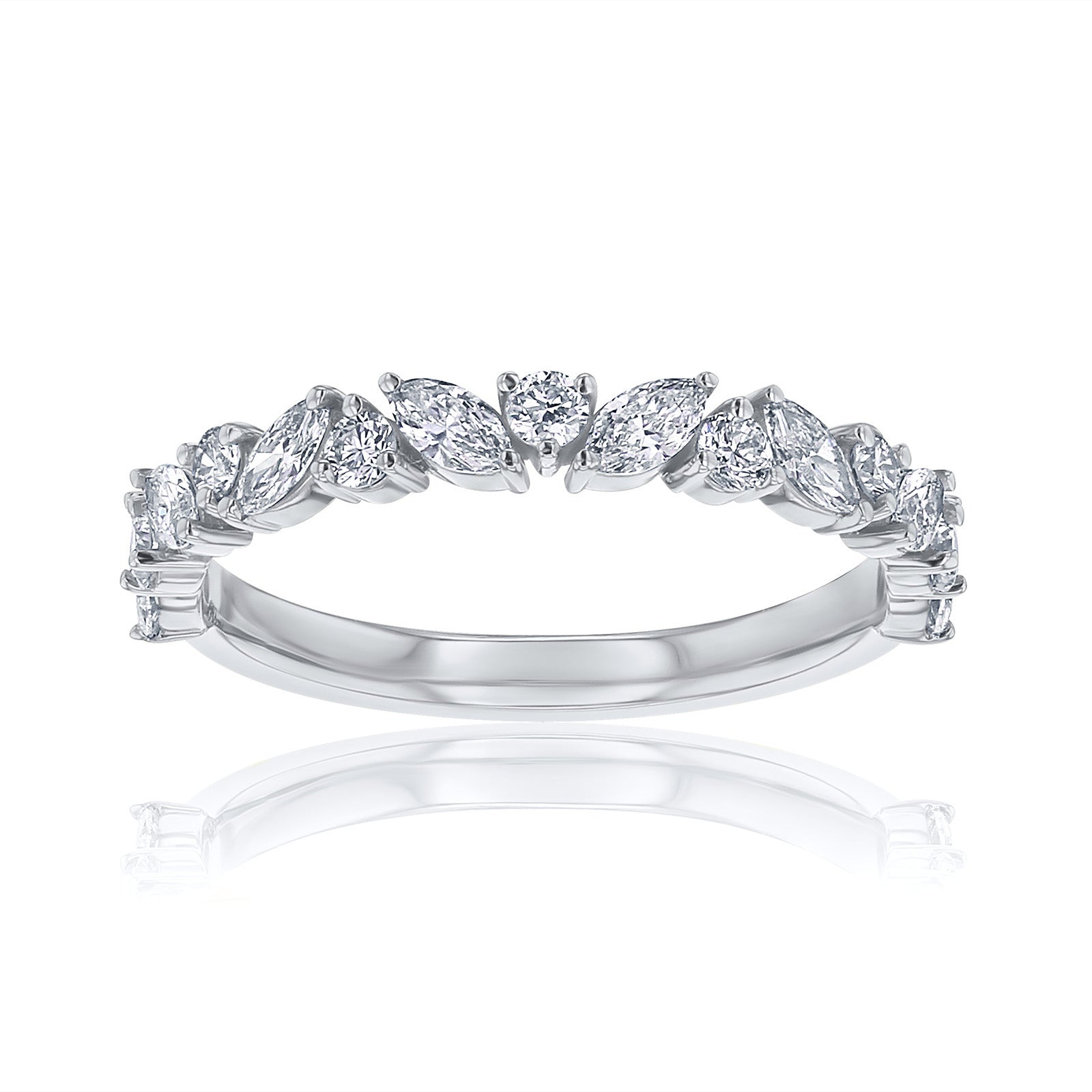 0.7 Carat Lab Grown Diamond Alternating Half Eternity Robin Ring