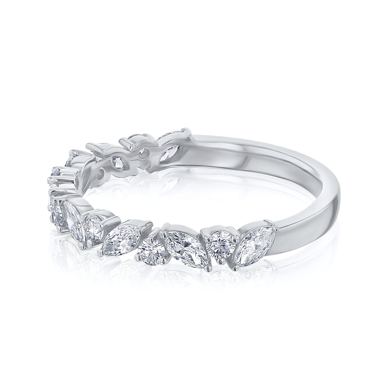 0.7 Carat Lab Grown Diamond Alternating Half Eternity Robin Ring