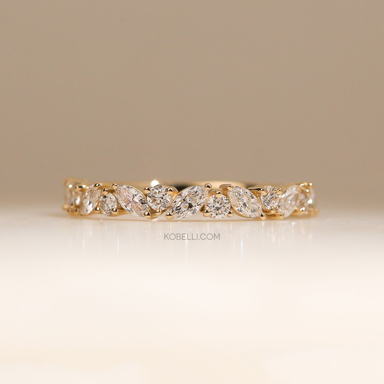 0.7 Carat Lab Grown Diamond Alternating Half Eternity Robin Ring