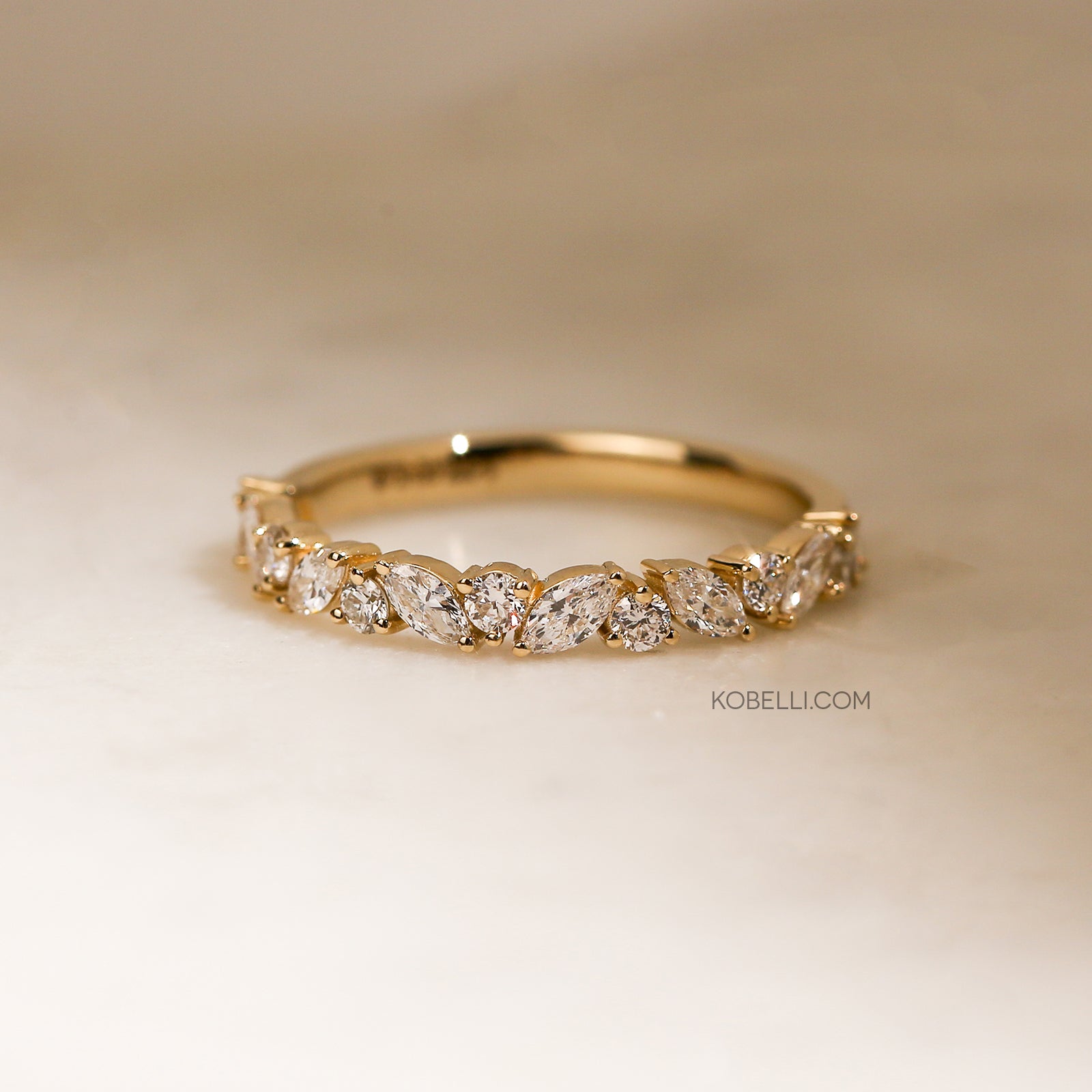 0.7 Carat Lab Grown Diamond Alternating Half Eternity Robin Ring