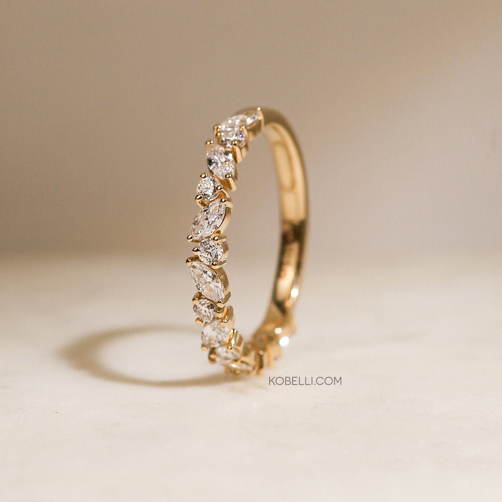 0.7 Carat Lab Grown Diamond Alternating Half Eternity Robin Ring