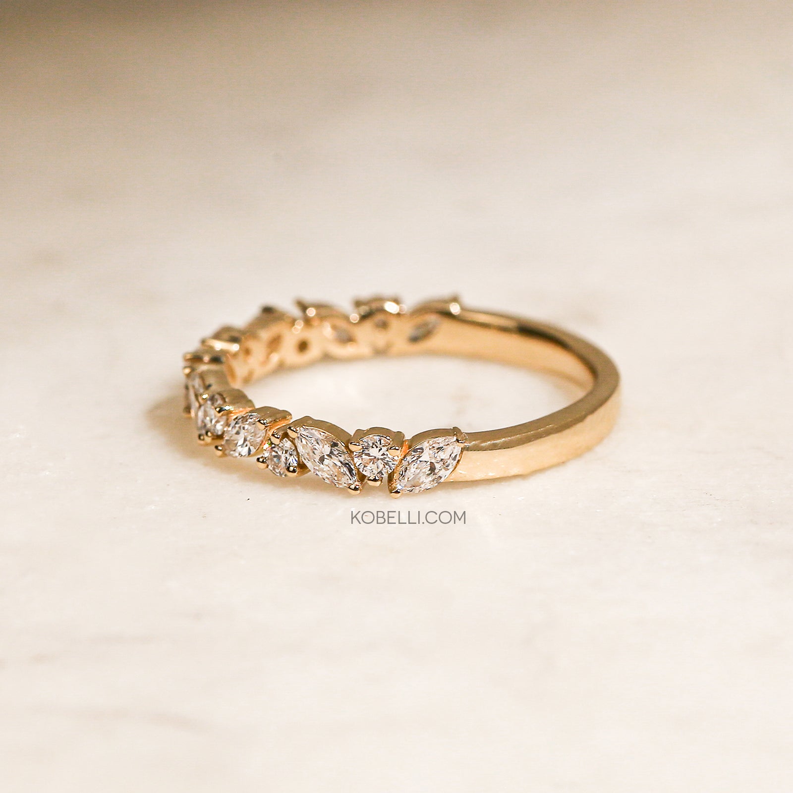0.7 Carat Lab Grown Diamond Alternating Half Eternity Robin Ring