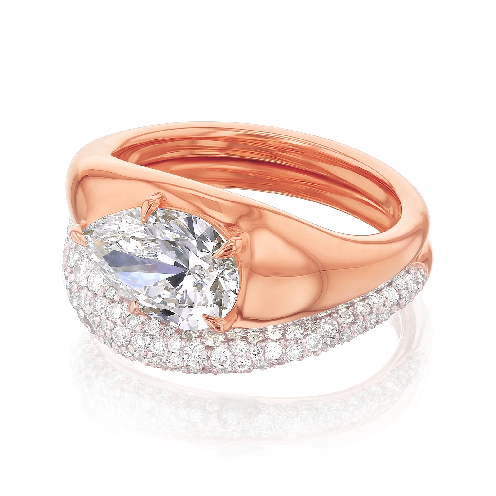 2.8 Carat Lab Grown Diamond Chunky Asymmetric Concordia Bridal Set