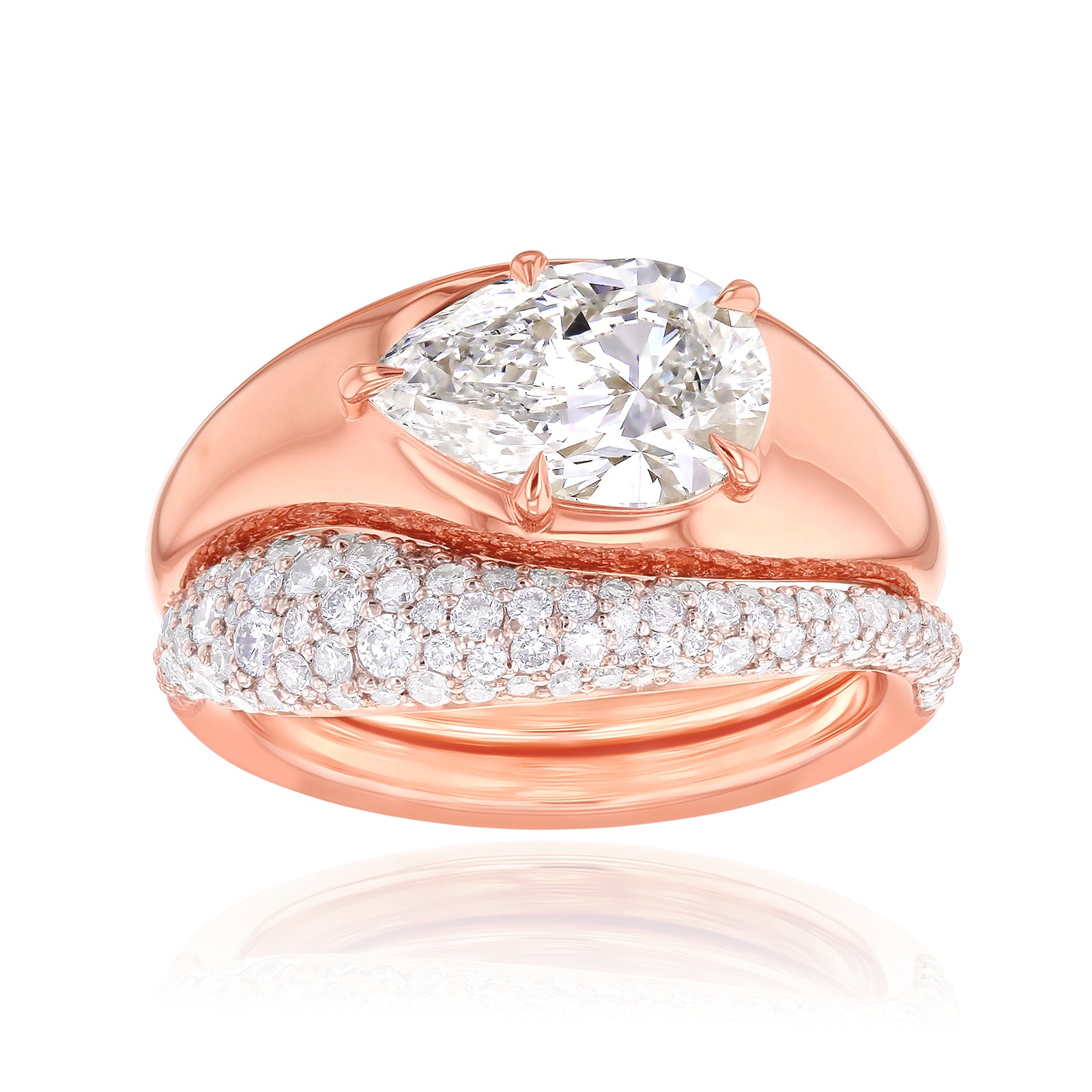 2.8 Carat Lab Grown Diamond Chunky Asymmetric Concordia Bridal Set