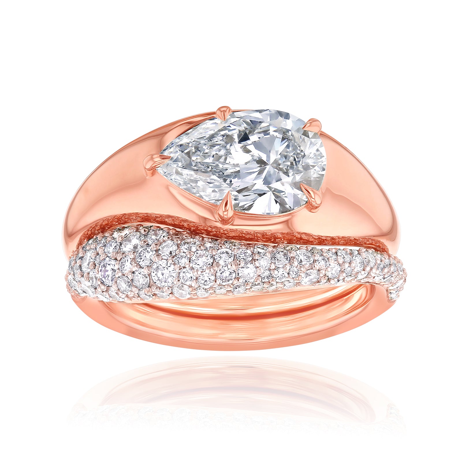 2.8 Carat Lab Grown Diamond Chunky Asymmetric Concordia Bridal Set