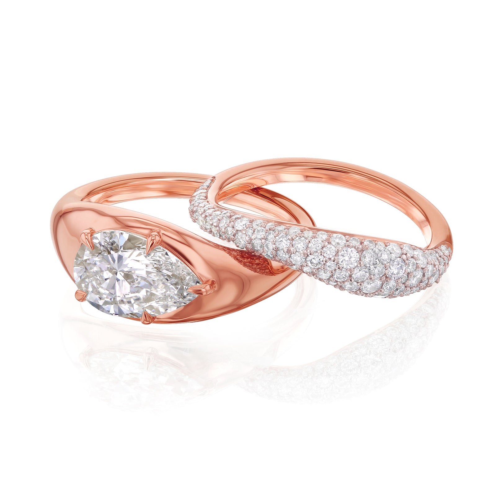 2.8 Carat Lab Grown Diamond Chunky Asymmetric Concordia Bridal Set