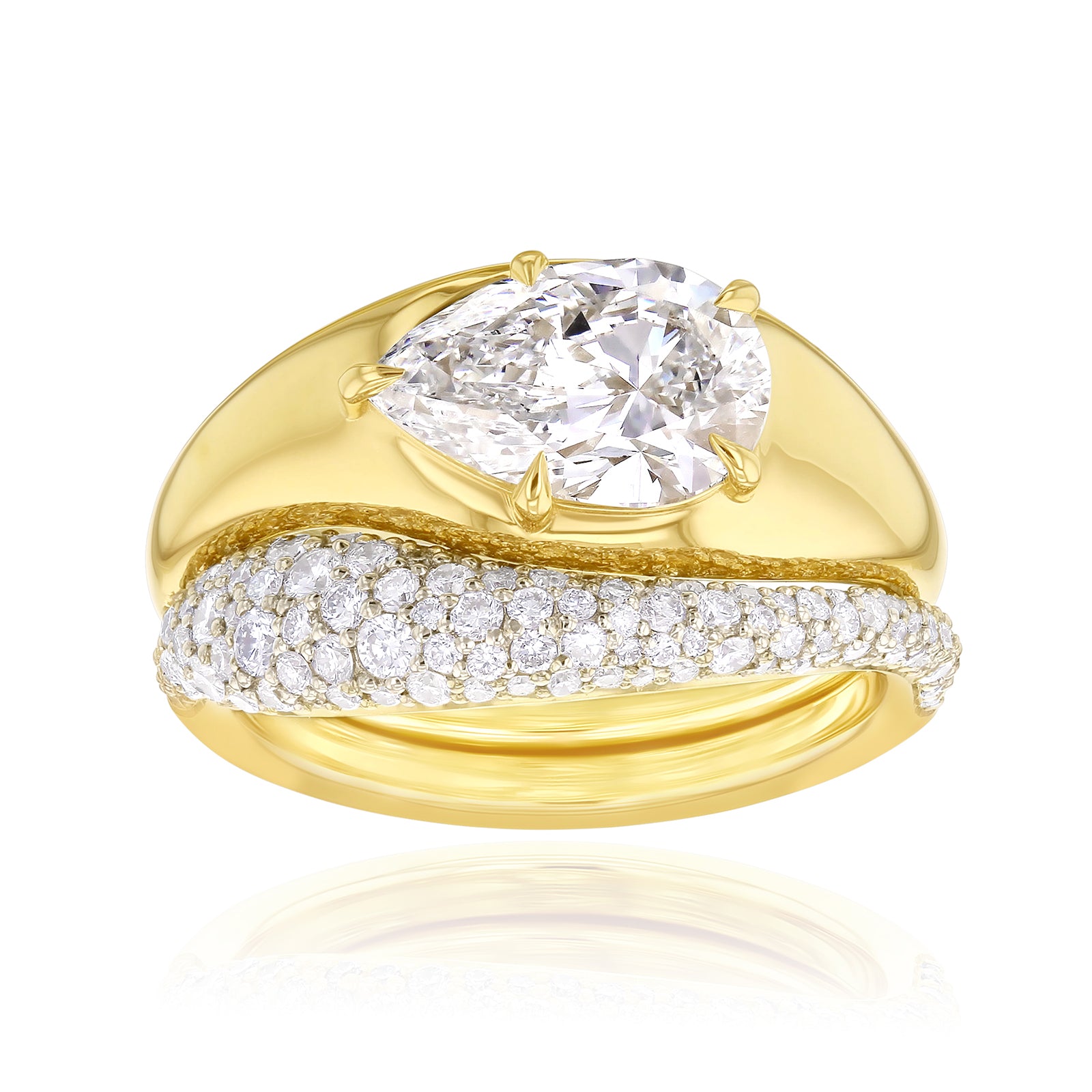 2.8 Carat Lab Grown Diamond Chunky Asymmetric Concordia Bridal Set