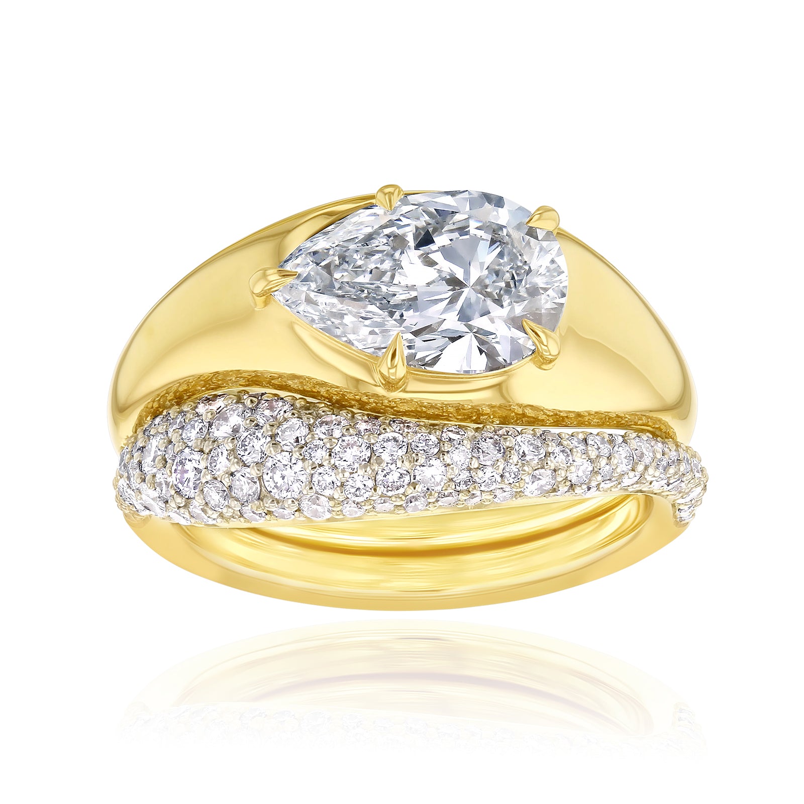 2.8 Carat Lab Grown Diamond Chunky Asymmetric Concordia Bridal Set