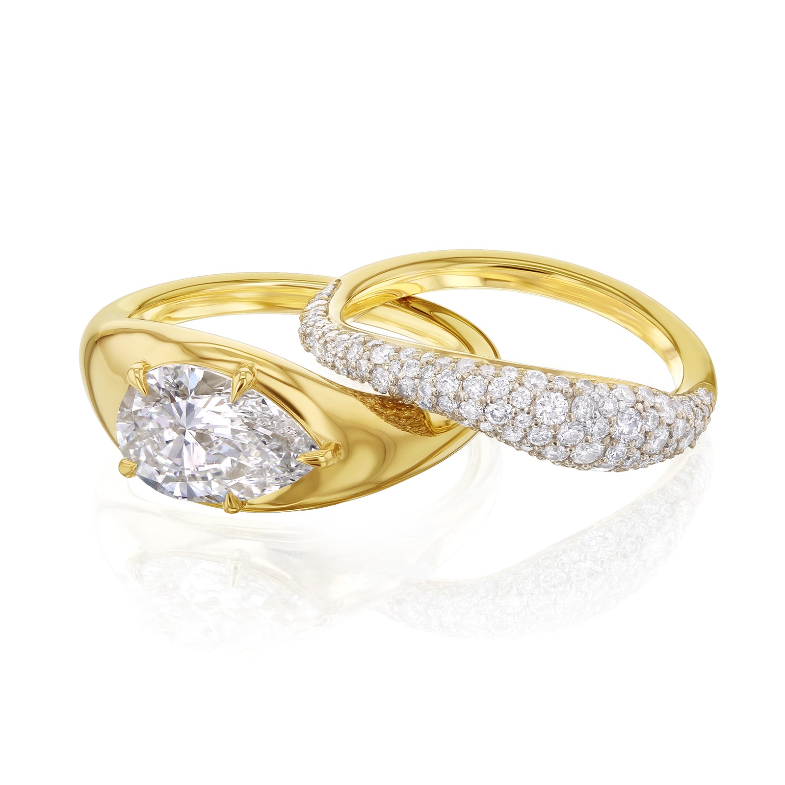 2.8 Carat Lab Grown Diamond Chunky Asymmetric Concordia Bridal Set