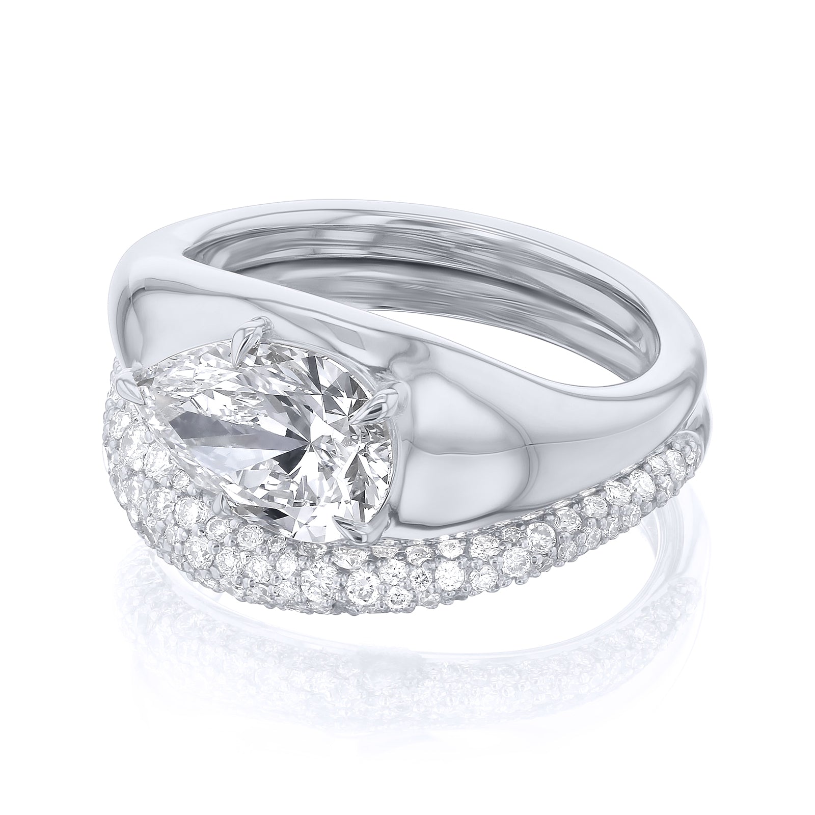 2.8 Carat Lab Grown Diamond Chunky Asymmetric Concordia Bridal Set