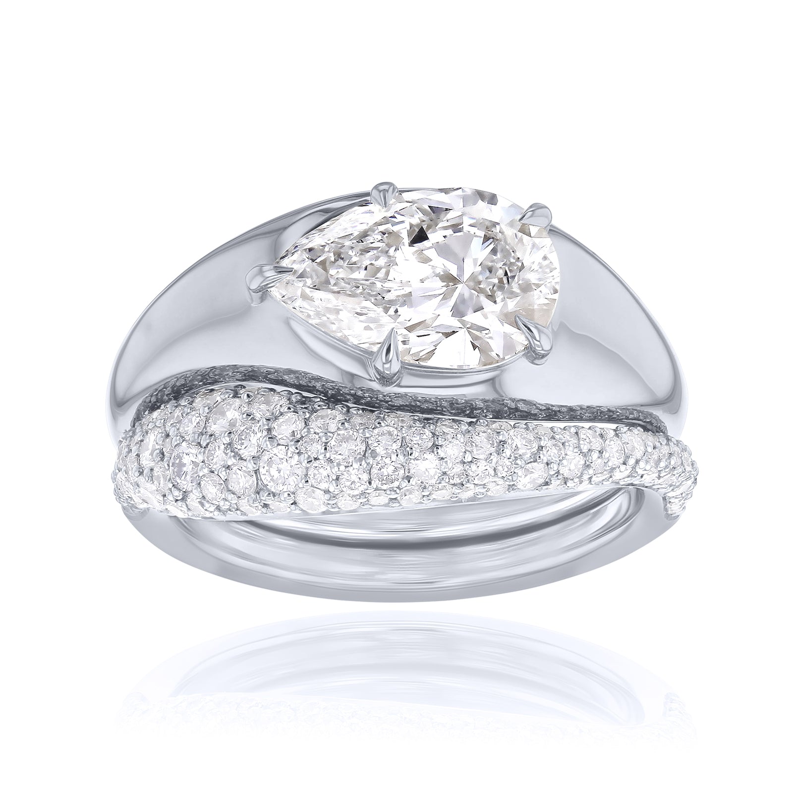 2.8 Carat Lab Grown Diamond Chunky Asymmetric Concordia Bridal Set