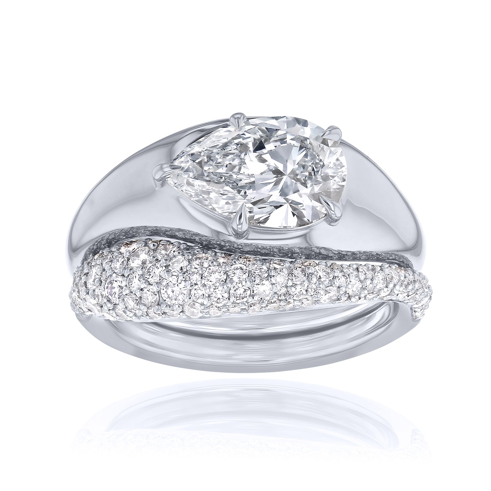 2.8 Carat Lab Grown Diamond Chunky Asymmetric Concordia Bridal Set