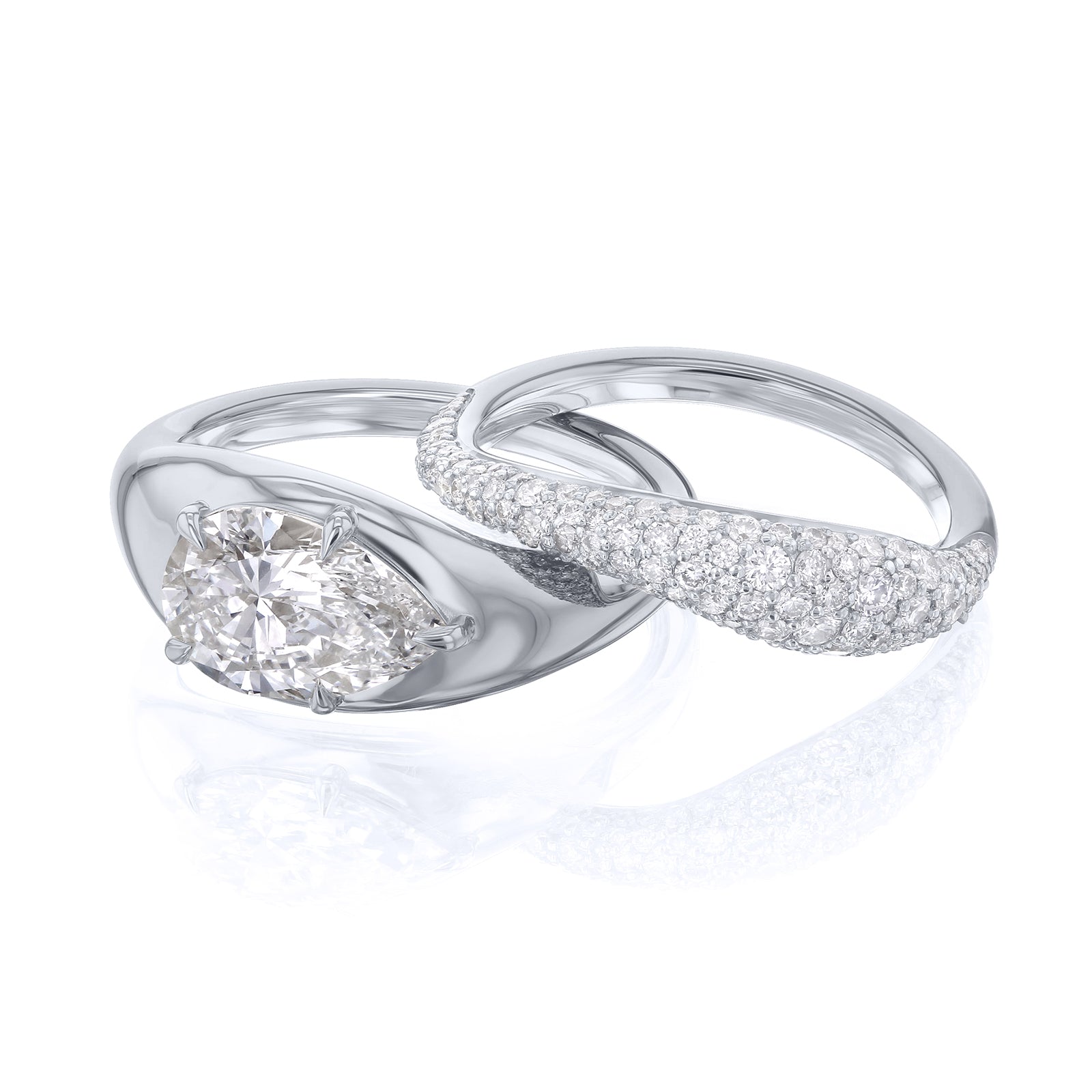 2.8 Carat Lab Grown Diamond Chunky Asymmetric Concordia Bridal Set