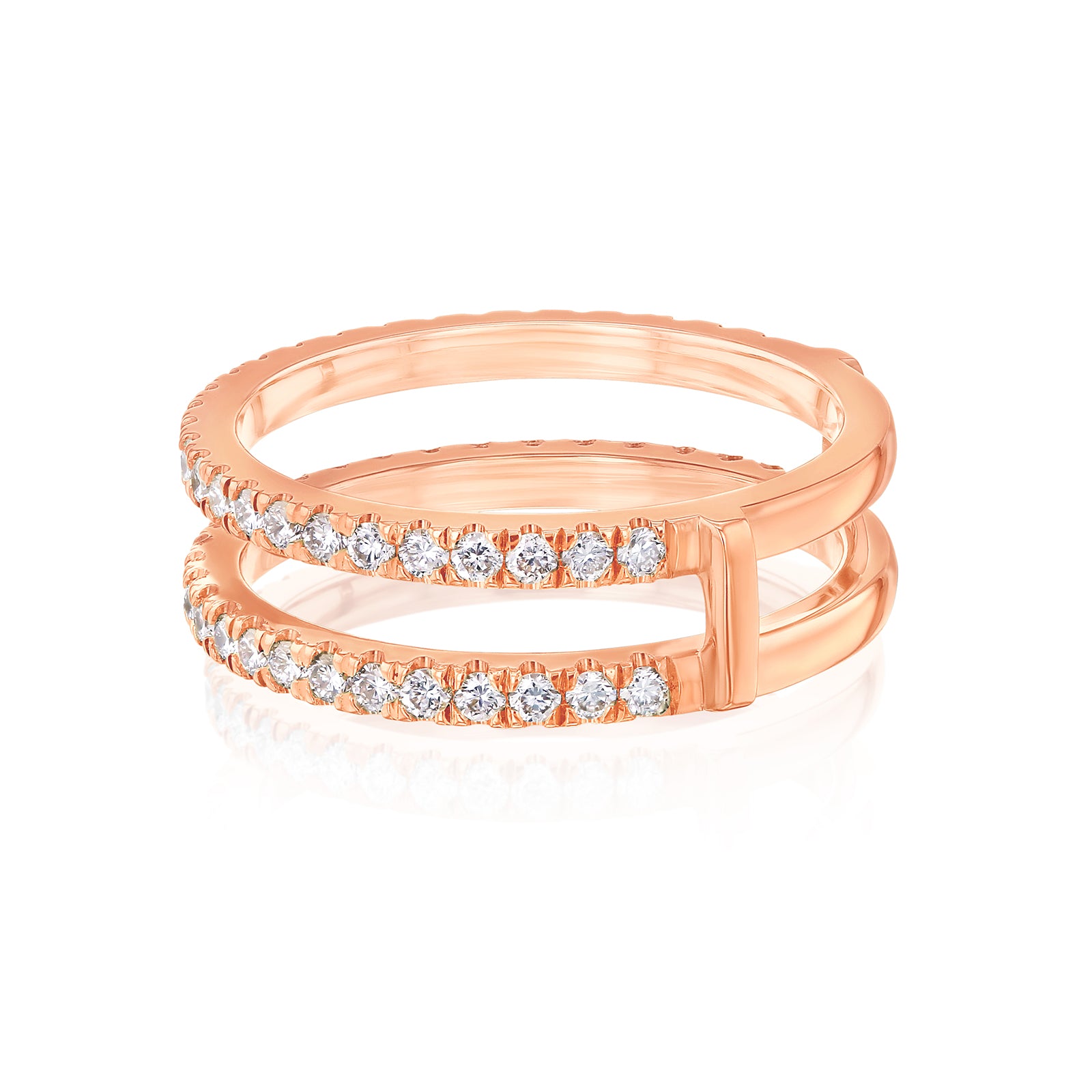 0.75 Carat Lab Grown Diamond Insert Guard Barlett Ring - rose gold option side view