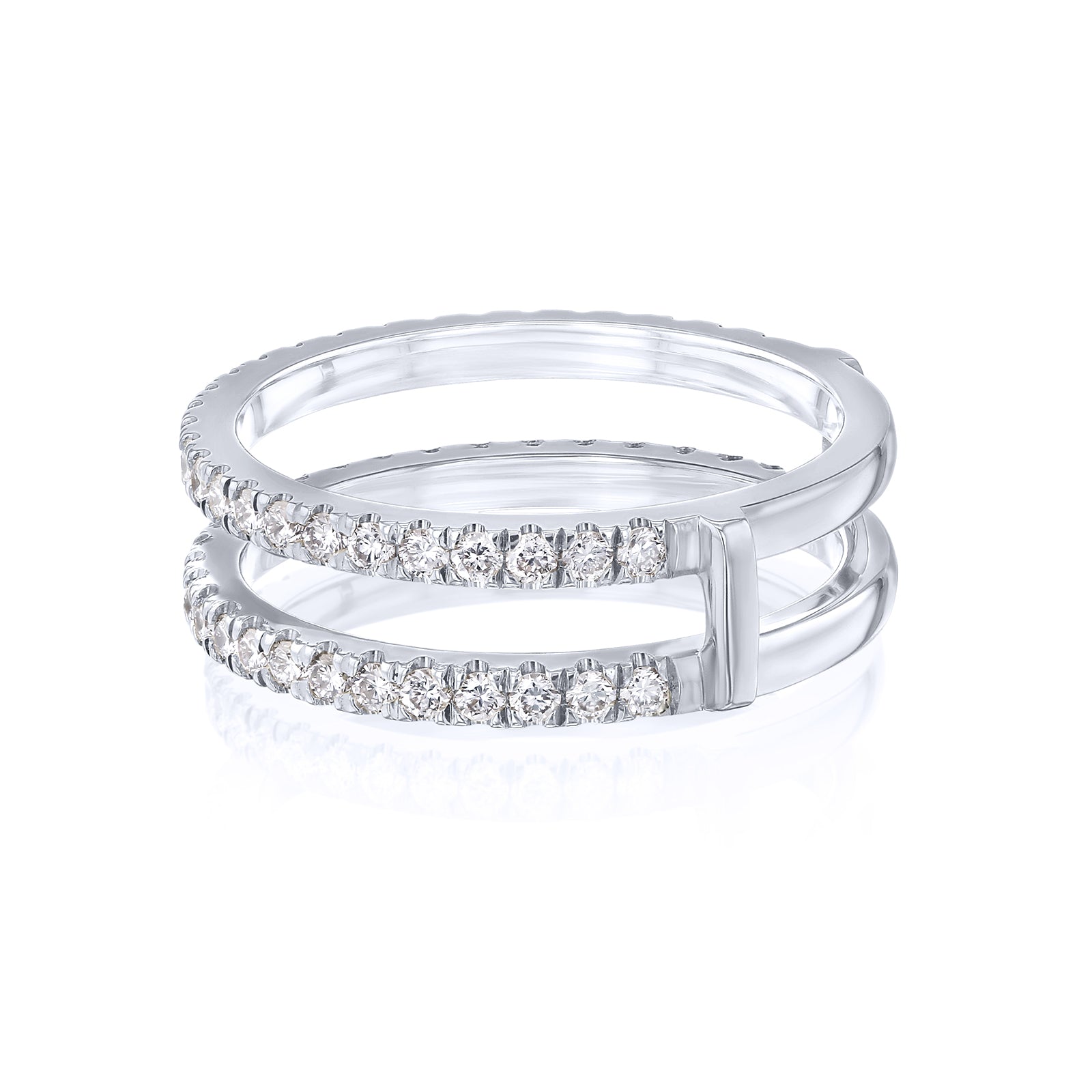 0.75 Carat Lab Grown Diamond Insert Guard Barlett Ring - white gold option side view