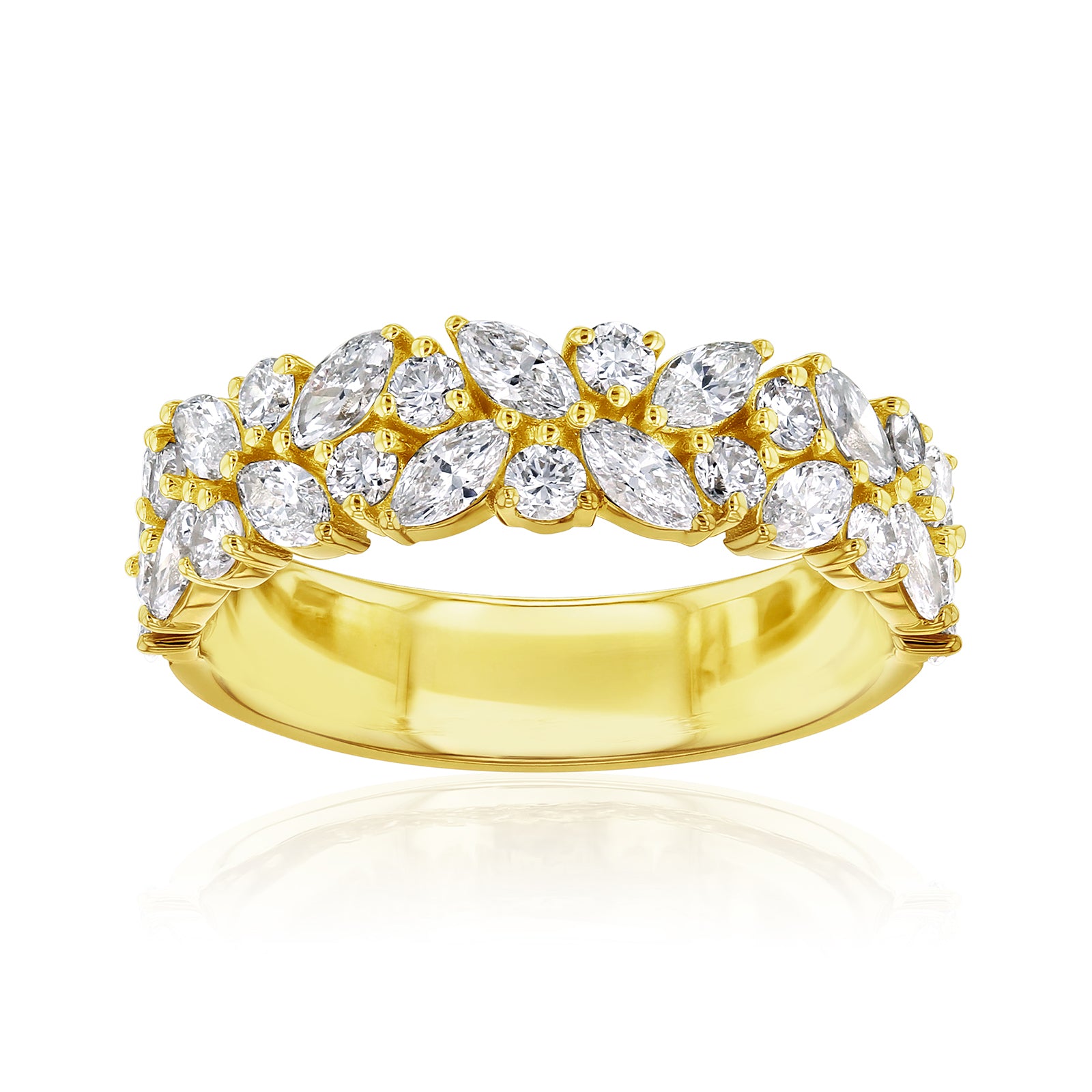 1.5 Carat Lab Grown Diamond Alternating White Canary Ring