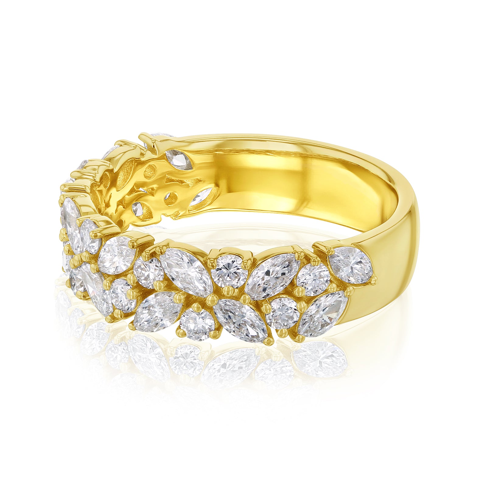 1.5 Carat Lab Grown Diamond Alternating White Canary Ring