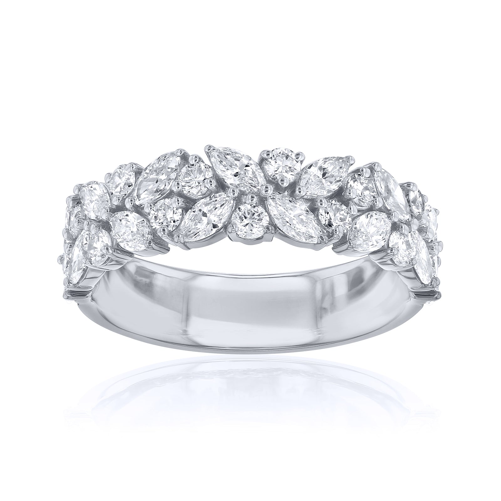 1.5 Carat Lab Grown Diamond Alternating White Canary Ring