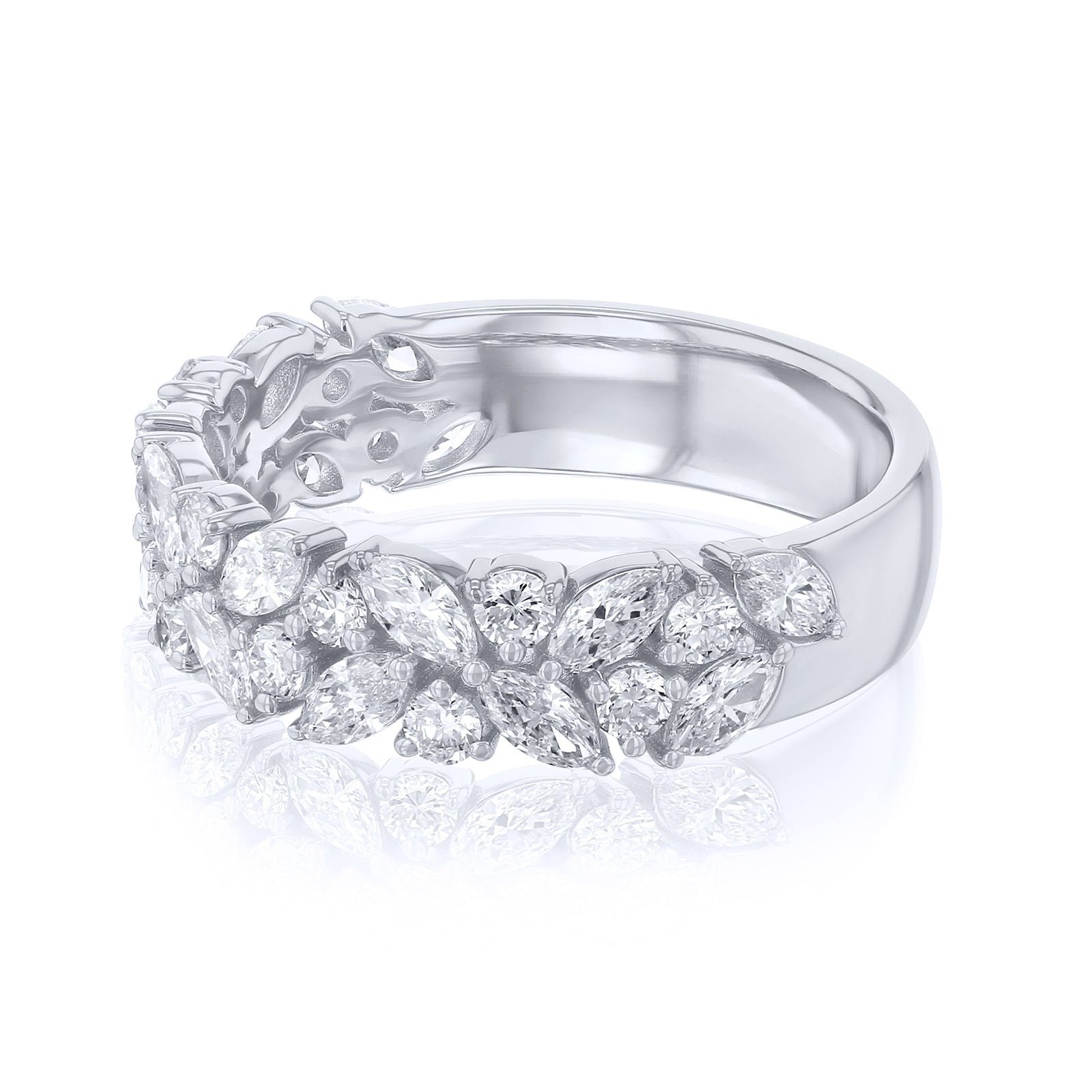 1.5 Carat Lab Grown Diamond Alternating White Canary Ring