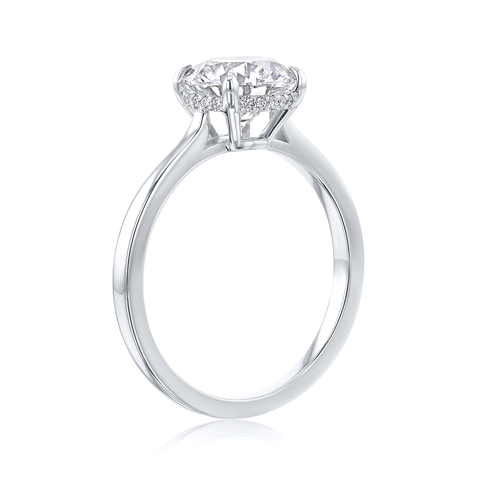 Profile angle showcasing hidden halo design - white gold option