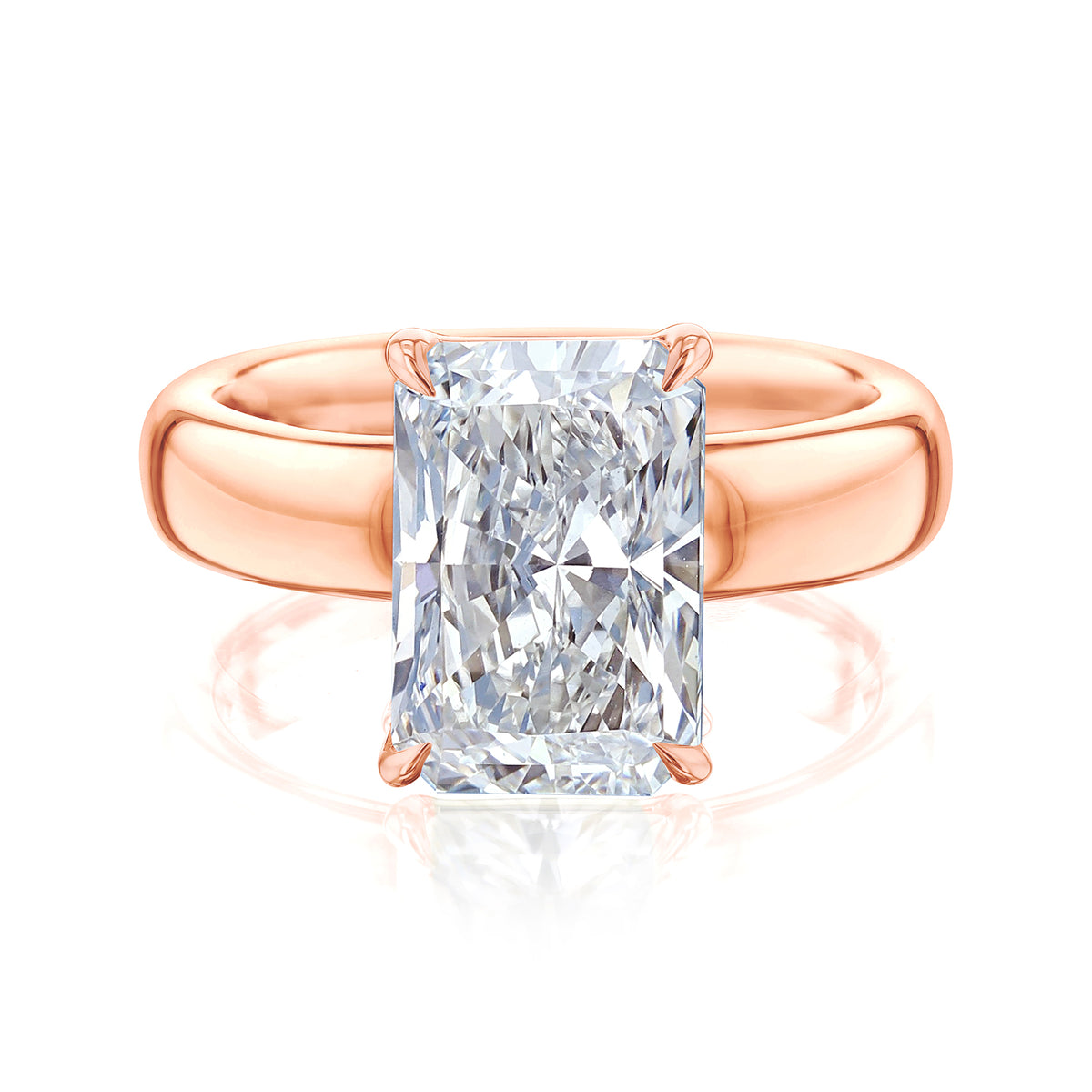 4 Carat Lab Grown Diamond Chunky Plain Band Solitaire Sovanna Ring