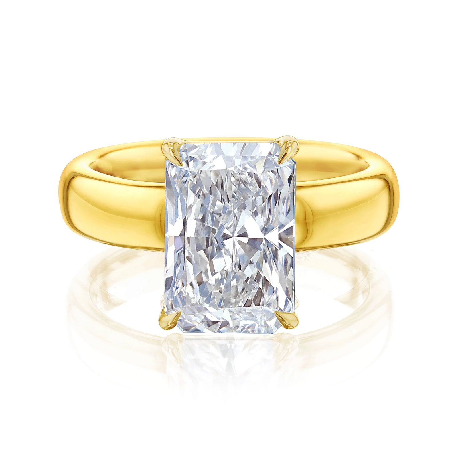 4 Carat Lab Grown Diamond Chunky Plain Band Solitaire Sovanna Ring