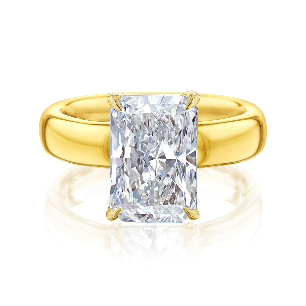 4 Carat Lab Grown Diamond Chunky Plain Band Solitaire Sovanna Ring