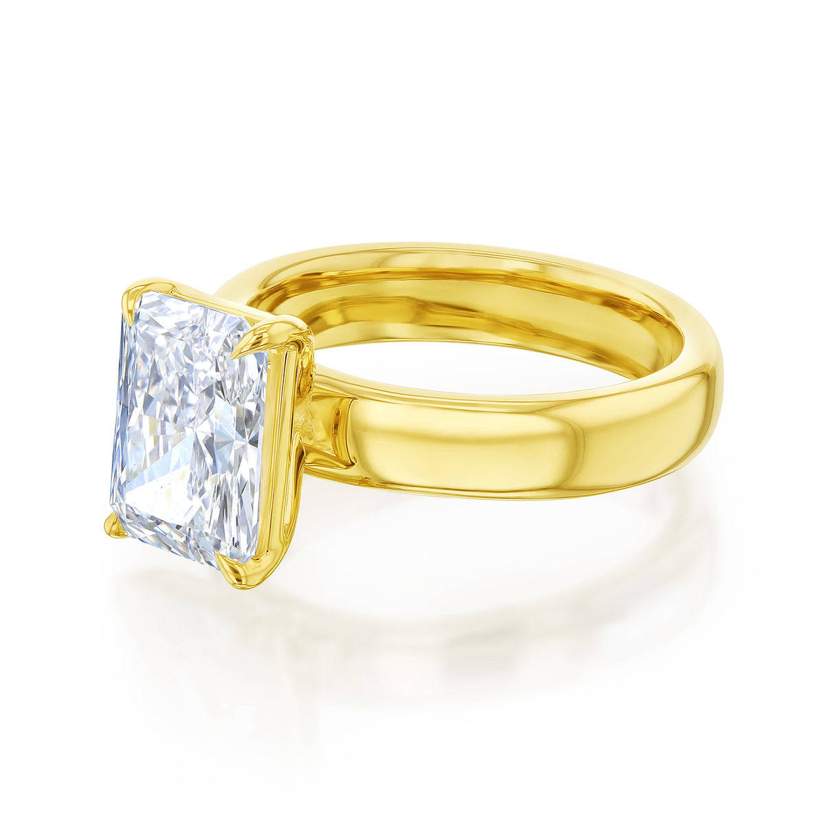 4 Carat Lab Grown Diamond Chunky Plain Band Solitaire Sovanna Ring