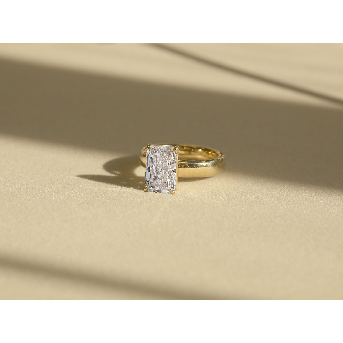4 Carat Lab Grown Diamond Chunky Plain Band Solitaire Sovanna Ring