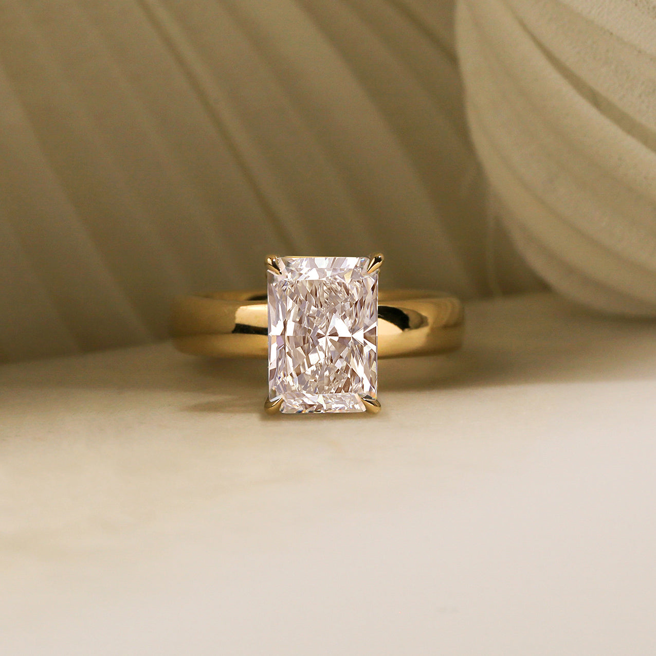 4 Carat Lab Grown Diamond Chunky Plain Band Solitaire Sovanna Ring