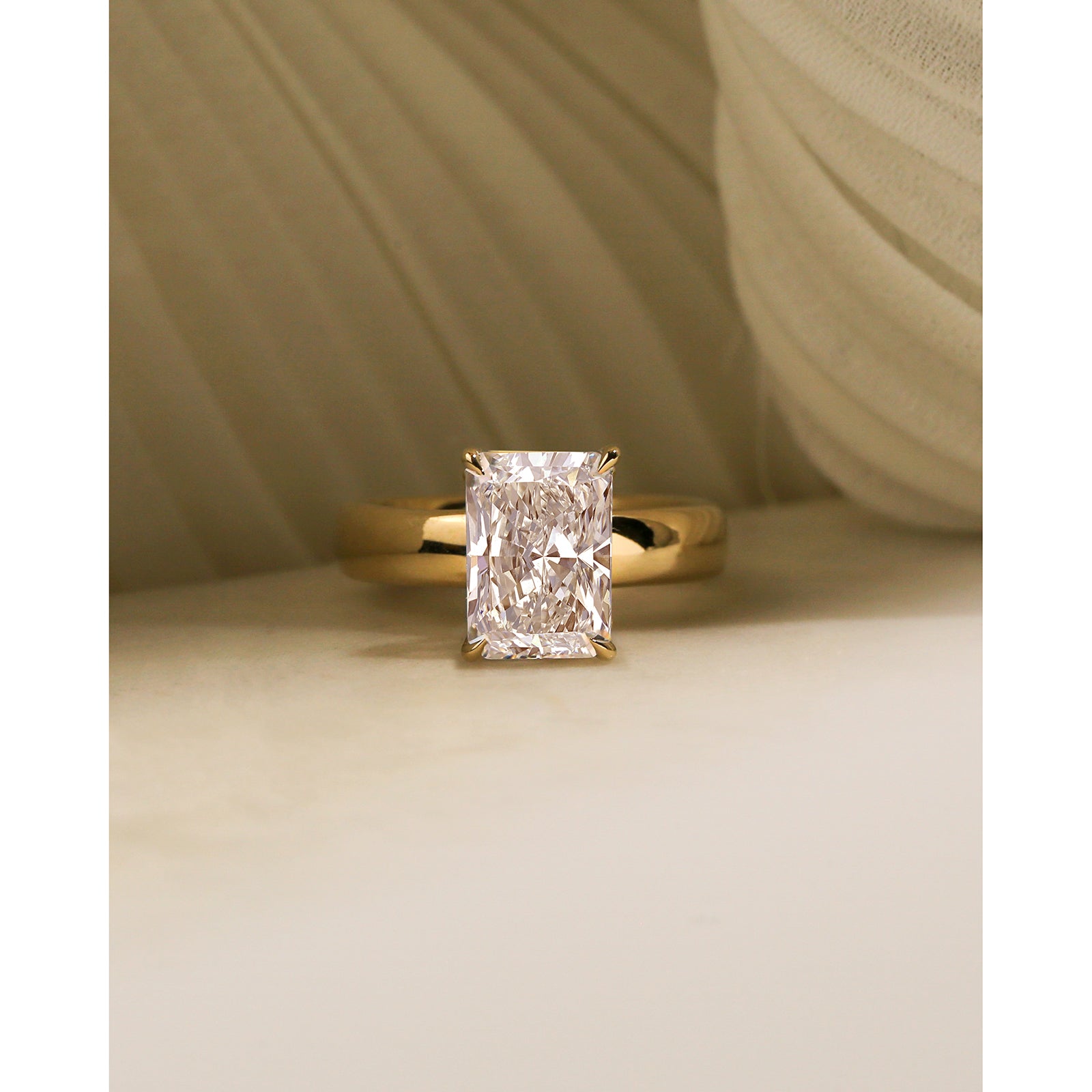 4 Carat Lab Grown Diamond Chunky Plain Band Solitaire Sovanna Ring