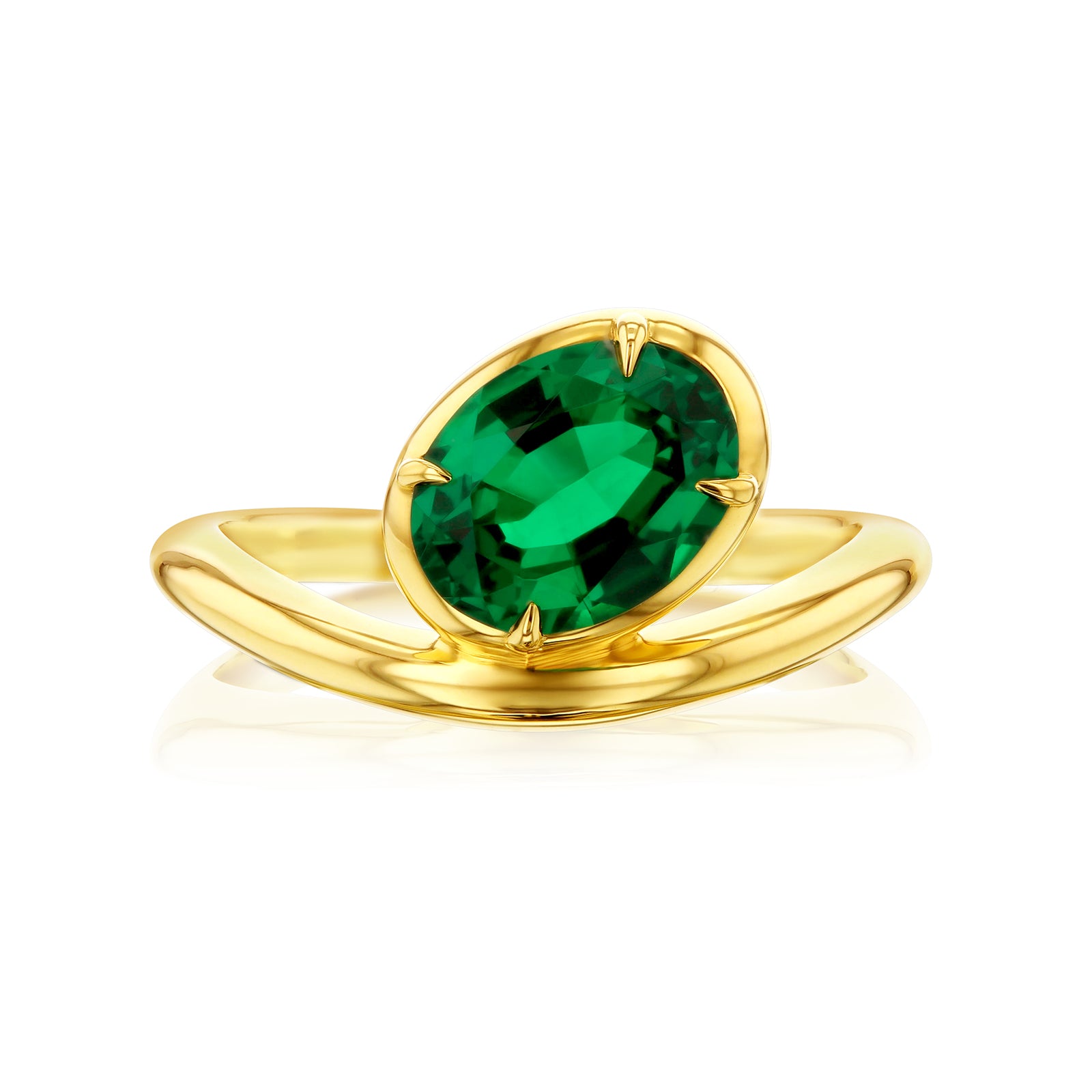 1.7 Carat Lab Grown Green Emerald Collet Sage Ring