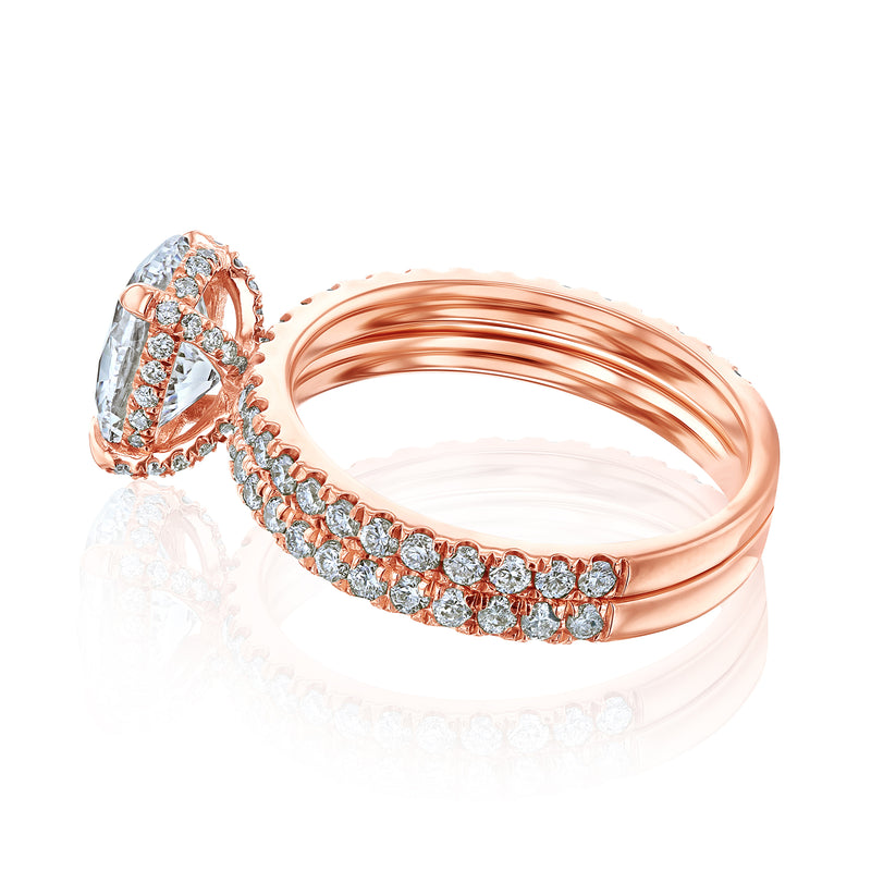 2.6 Carat Lab Grown Diamond Ori Bridal Set in Rose Gold - Stacked
