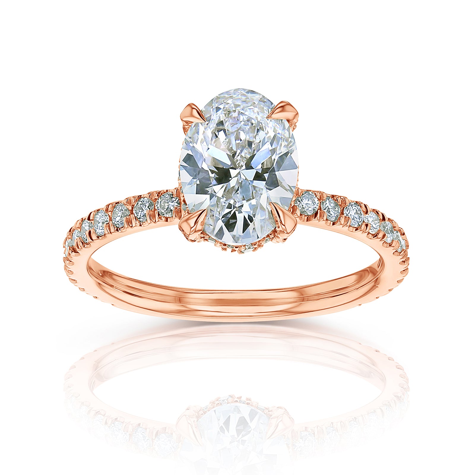 2.25 Carat Lab Grown Diamond Oval-cut Near Eternity Engagement Ring in Rose Gold