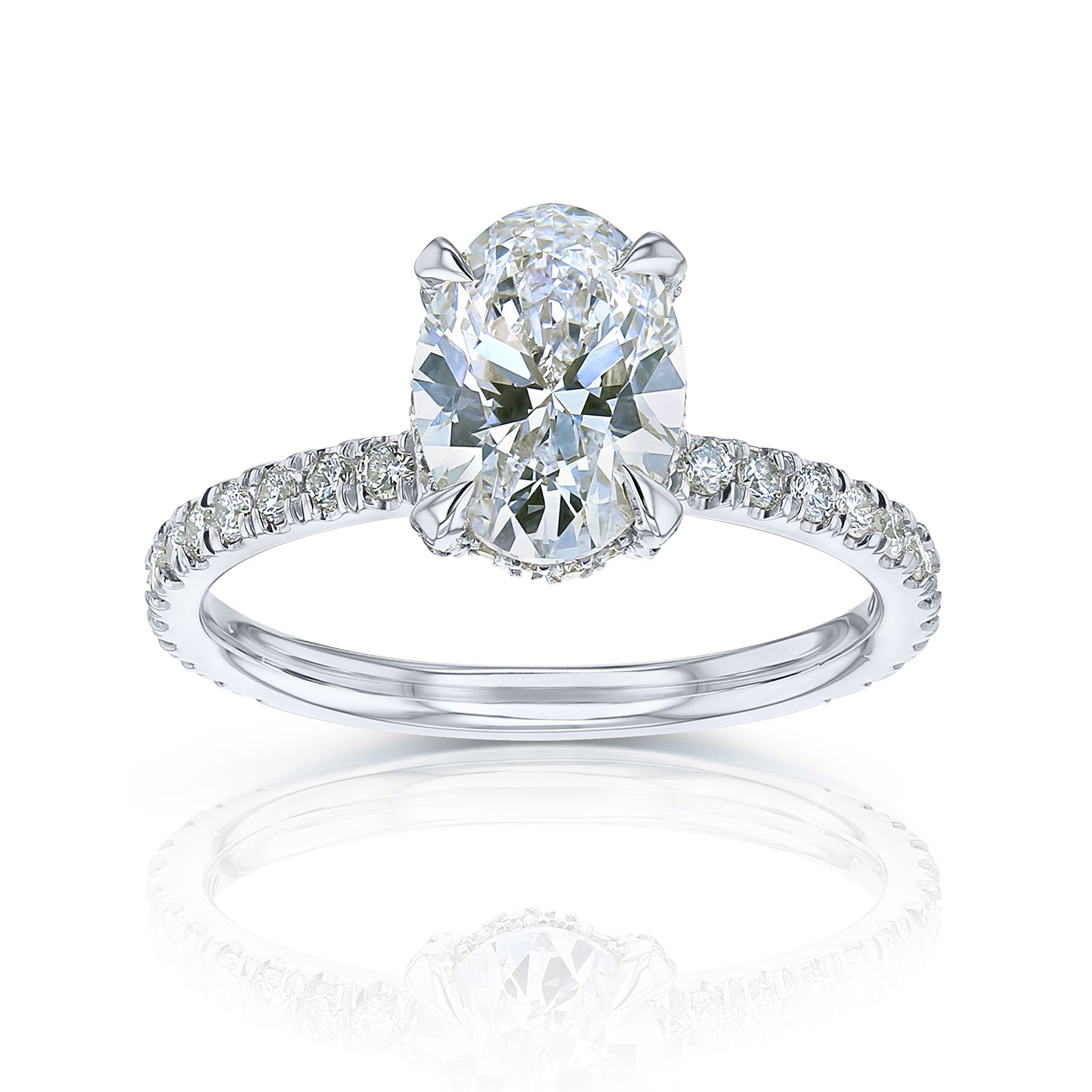 2.25 Carat Lab Grown Diamond Oval-cut Near Eternity Engagement Ring in White Gold