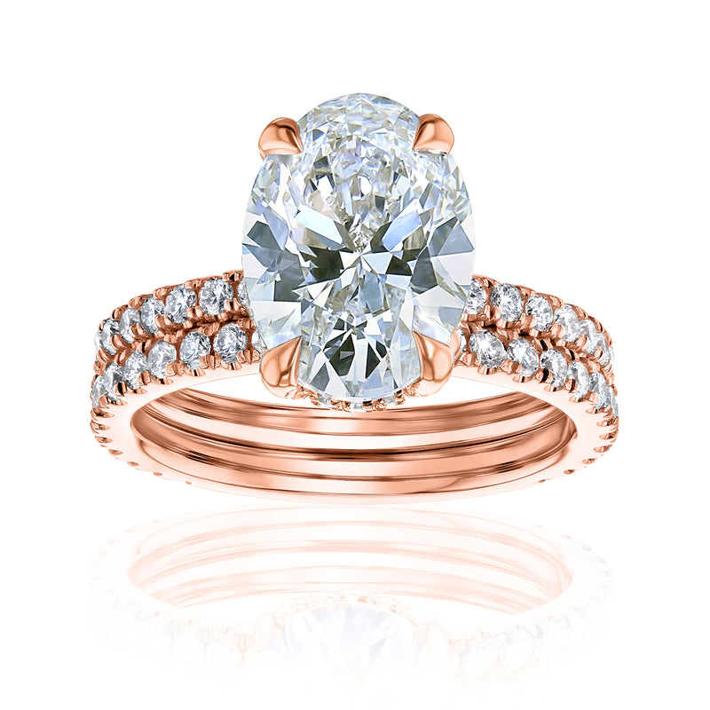 3.9 Carat Lab Grown Diamond Ori Bridal Set in Rose Gold