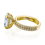 3.9 Carat Lab Grown Diamond Ori Bridal Set in Yellow Gold - Stacked Side Angle