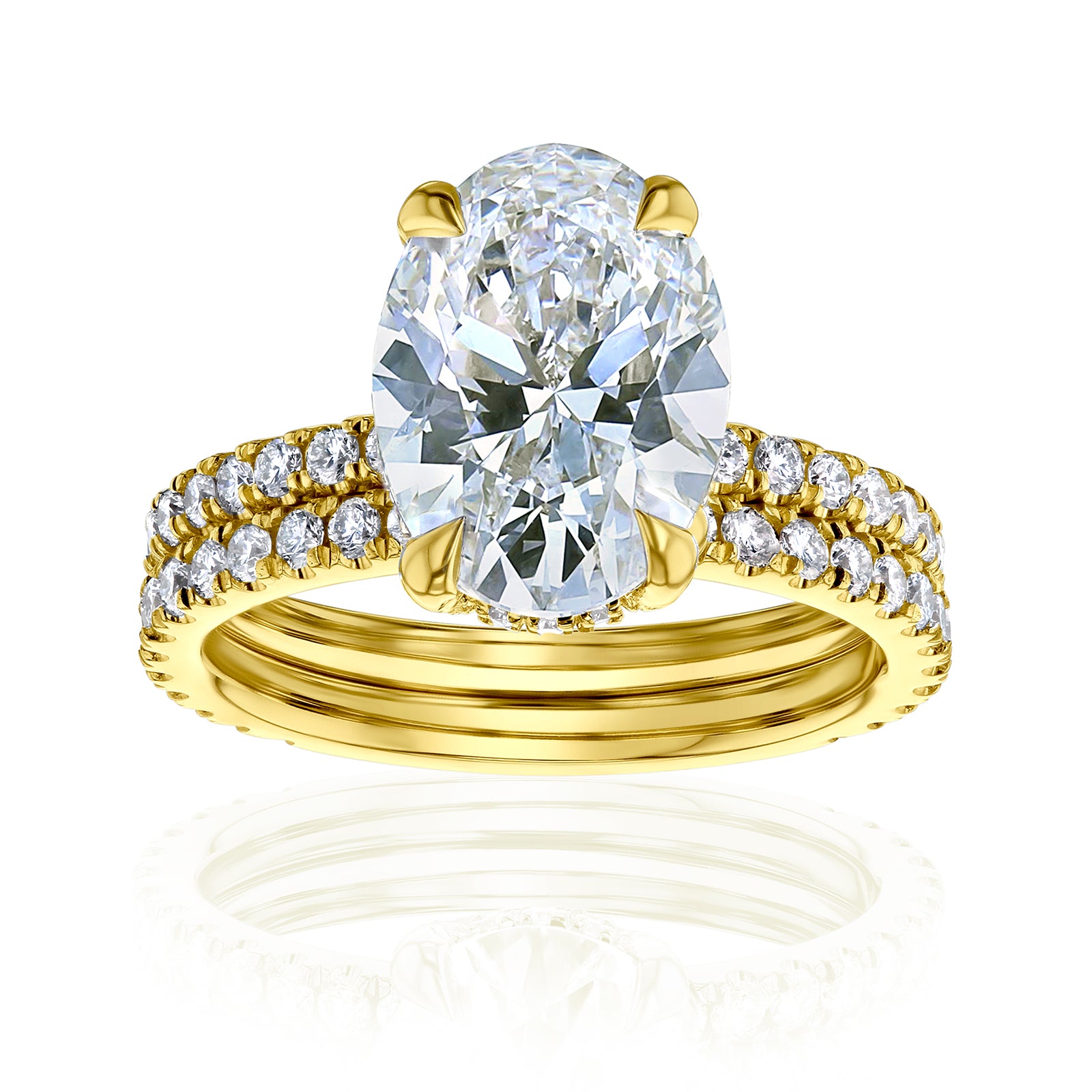 3.9 Carat Lab Grown Diamond Ori Bridal Set in Yellow Gold