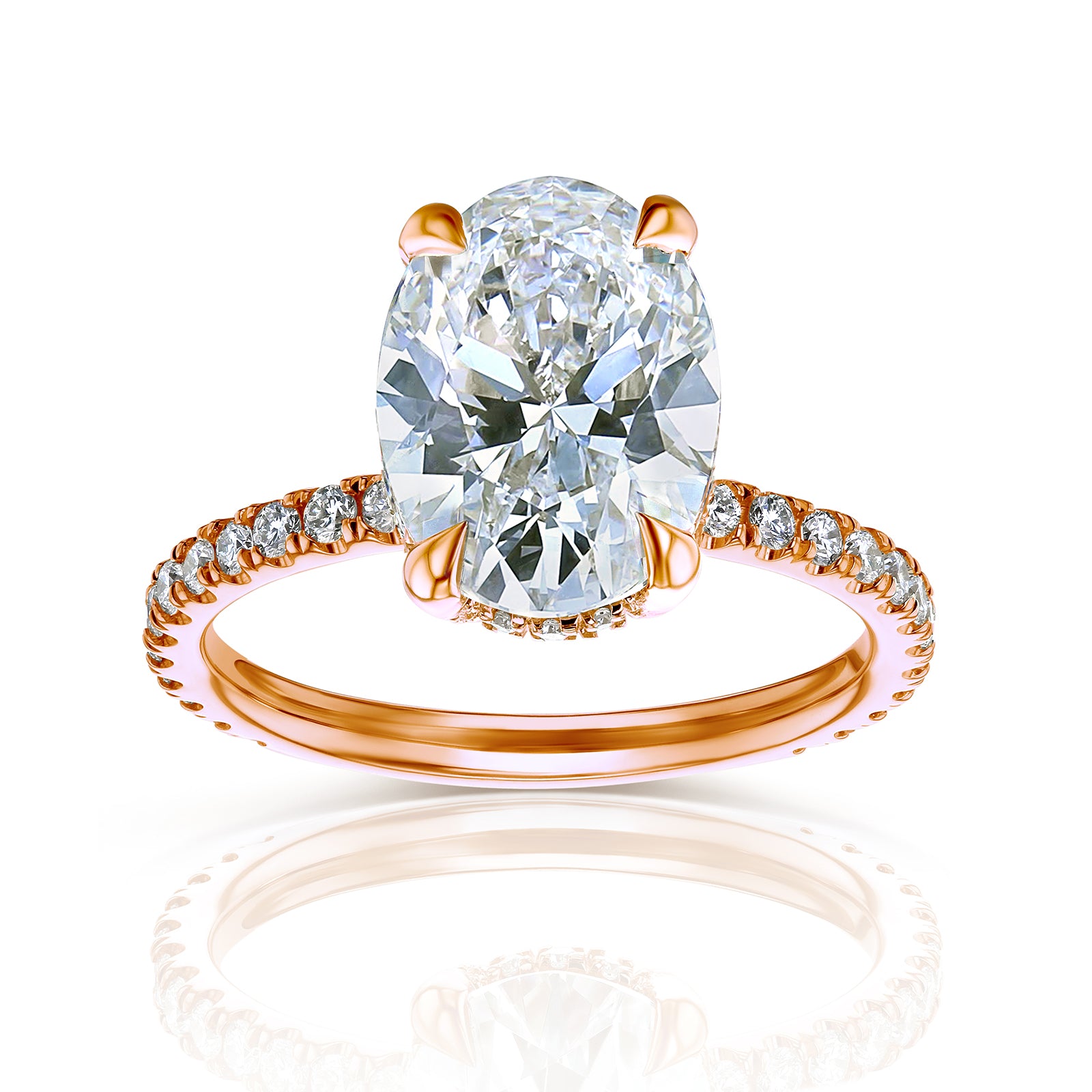 3.53 Carat Lab Grown Diamond Oval-cut Near Eternity Engagement Ring in Rose Gold