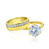 set of 2 rings in solid yellow gold