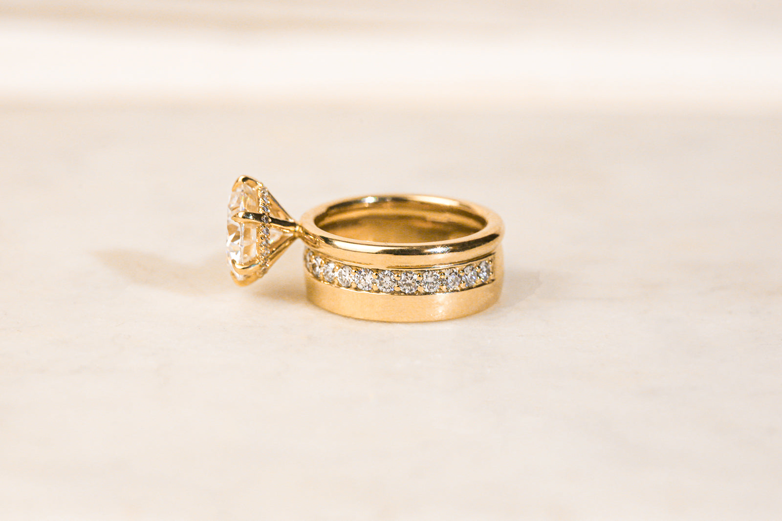 stylish stacked wide bridal set by Kobelli