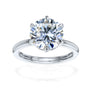 6-prong 3-carat round brilliant ring over solid white gold band with a hidden halo