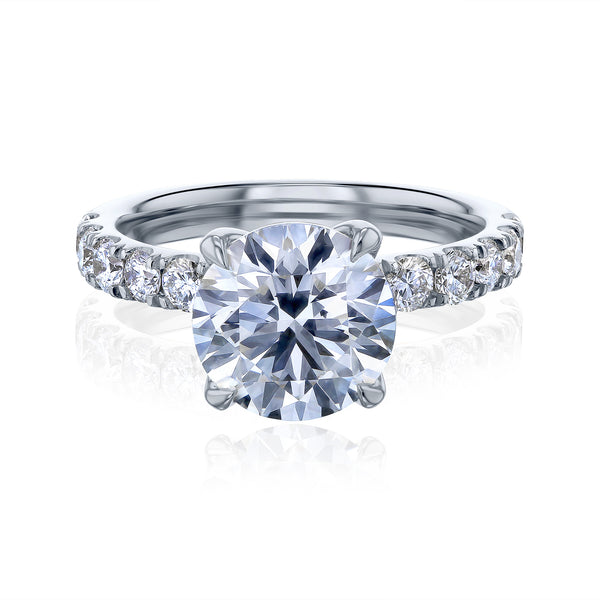 Round center diamond engagement ring in white gold