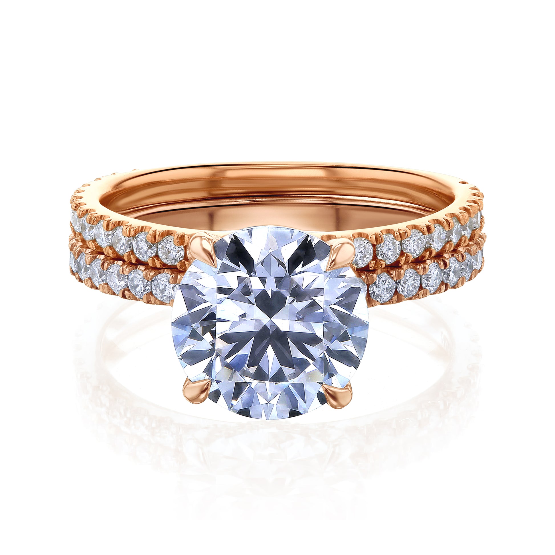 3.8 Carat Lab Grown Diamond Bridal Set in Rose Gold