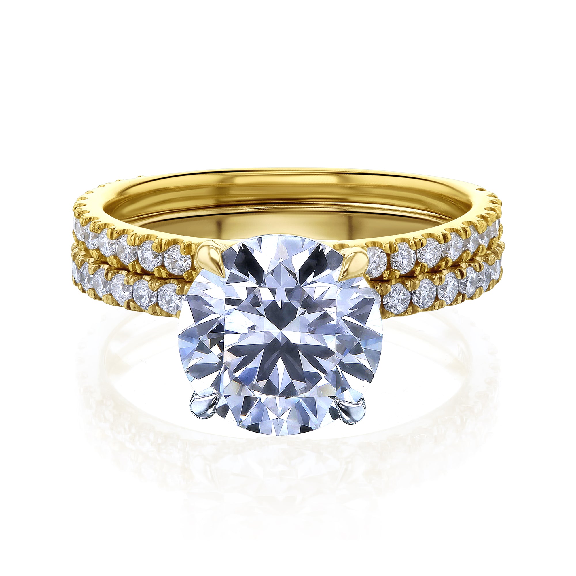 3.8 Carat Lab Grown Diamond Bridal Set in Yellow Gold