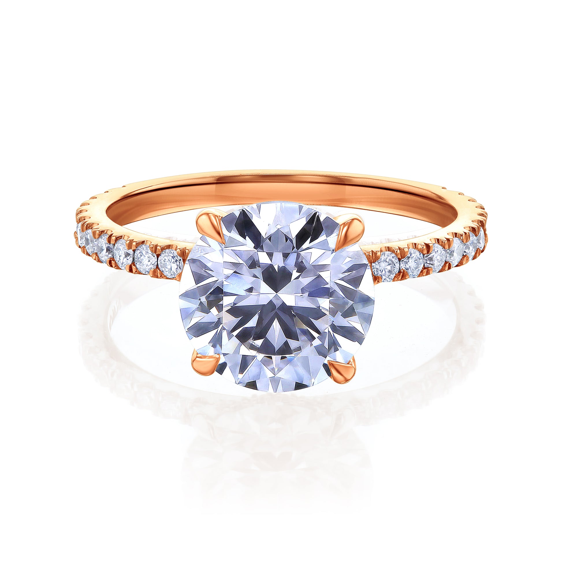3.4 Carat Lab Grown Diamond Engagement Ring in Rose Gold