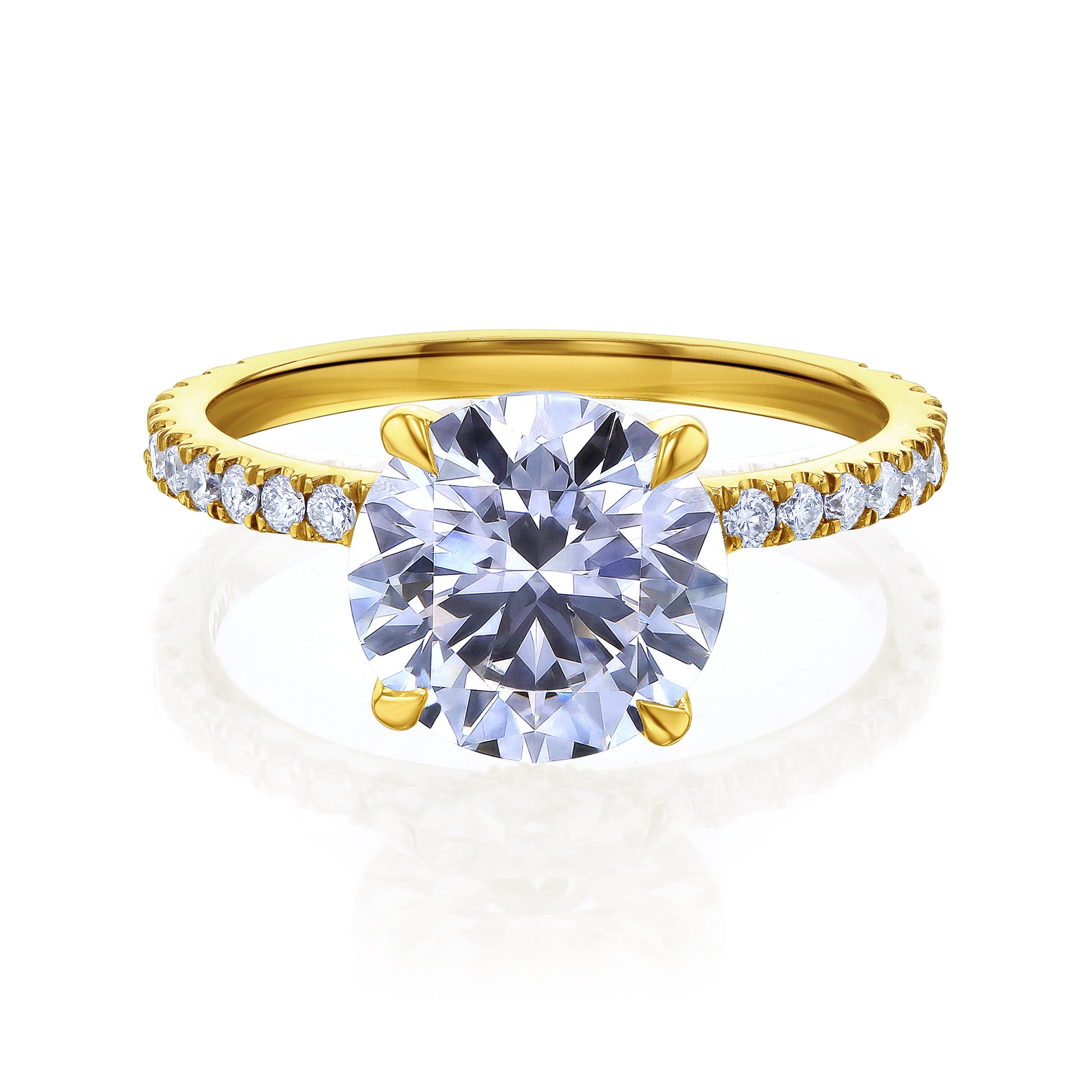 3.4 Carat Lab Grown Diamond Engagement Ring in Yellow Gold