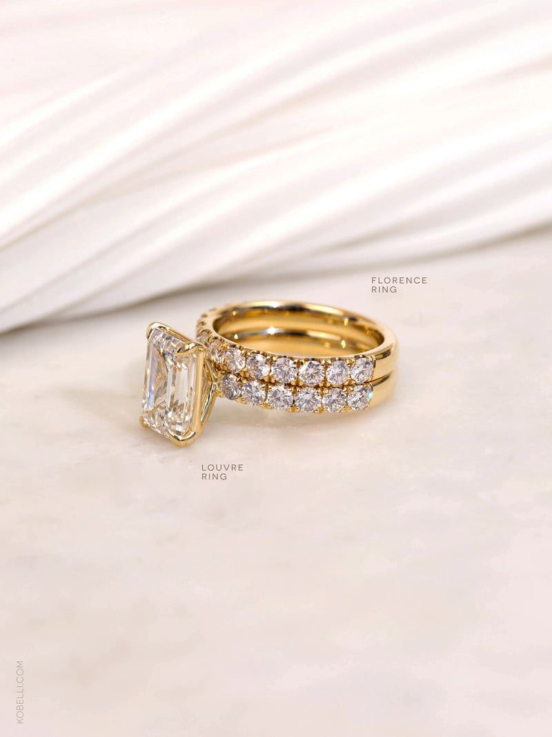 Match the Louvre Ring with the Florence Ring to create the perfect bridal set! The rings stack perfectly together.