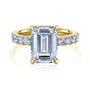 6 Carat Emerald-cut Lab Grown Diamond Louvre Ring in Yellow Gold
