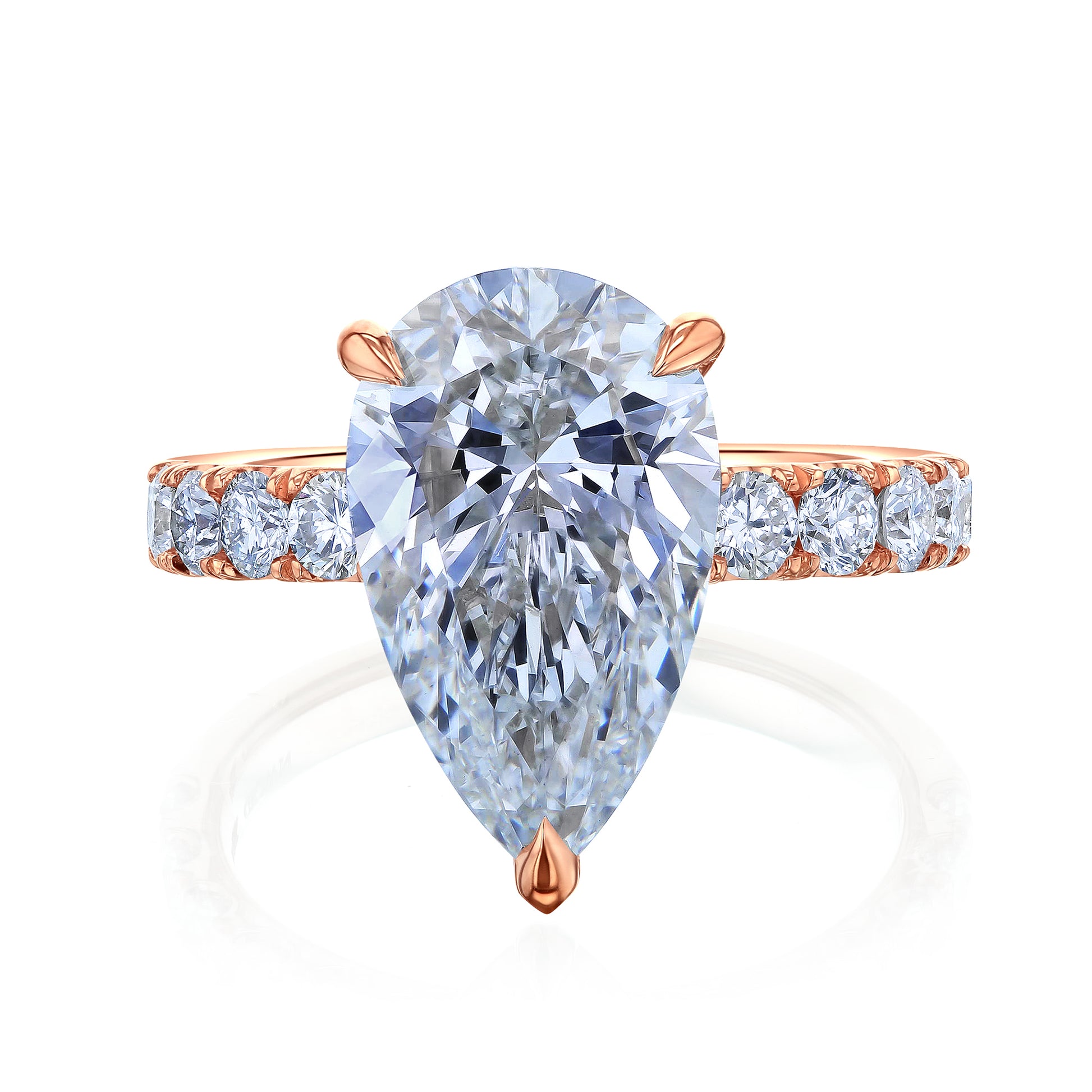 6 Carat Pear Lab Grown Diamond Fuji Engagement Ring in Rose Gold